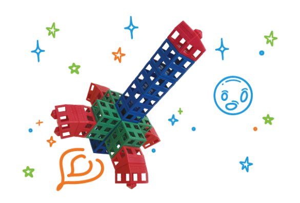 rocket made of Kid Spark blocks